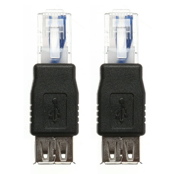 COOLHOOD 2Pcs USB Type A Female To Ethernet Internet RJ45 Male Connector Converter Adapte