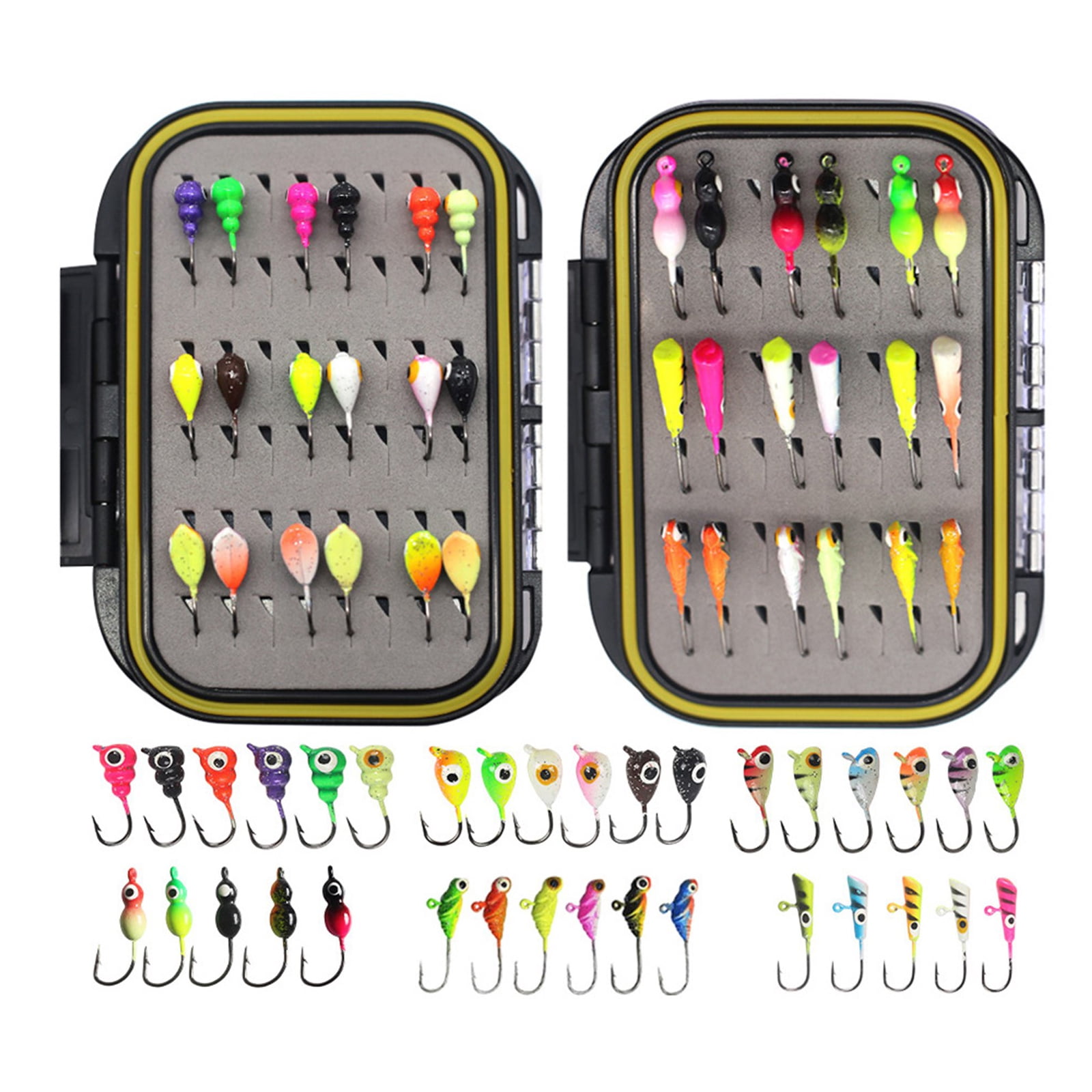 COOLHOOD 30/36pcs Ice Fishing Lure Set Winter Ice Fishing Jigs Set for Perch Bass Fishing Sinking Metal Jigging Hard Baits