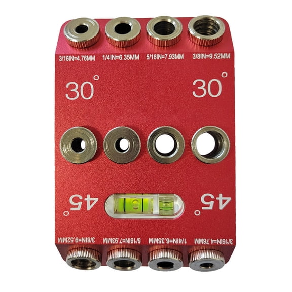 COOLHOOD 30 45 90 Degree Angled Drill Guide Jig for Angled Holes Straight Holes 4 Size Drill Guide Block for Cable Railing Lag