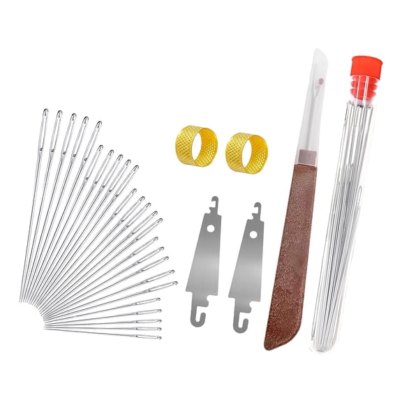 COOLHOOD 34 Piece Stainless Steel Sewing Tools With Automatic Threader Thread Rippers For Embroidery Leather Repair Crafting