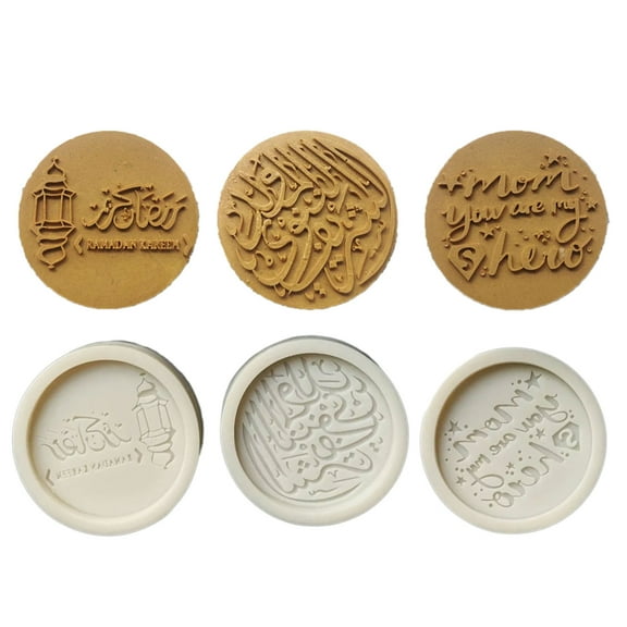 COOLHOOD 3pcs/set Eid Mubaraks Silicone Arabic Font Fondant Cake Chocolate Sugarcraft Mould Baking Tool