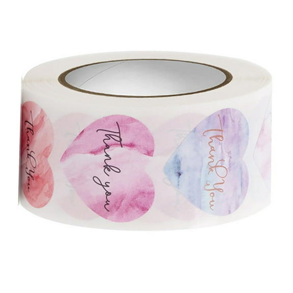 COOLHOOD 500Counts Heart Shape Thank You Labels 1Inch Heart Seal Sticker Thank You Sticker for Wedding Valentines Packaging