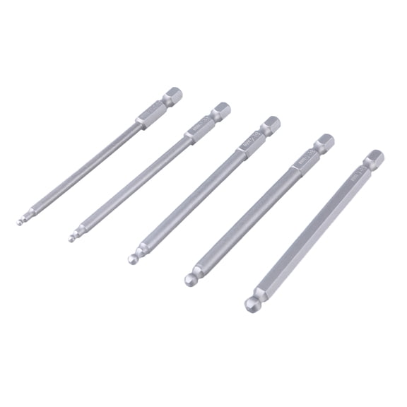 COOLHOOD 5Pcs Ballhead Hexagonal Screwdriver Bit Set 100mm Long 1/4Inch Magnetics Hexagonal Screwdriver Set Ballhead End Hexagona