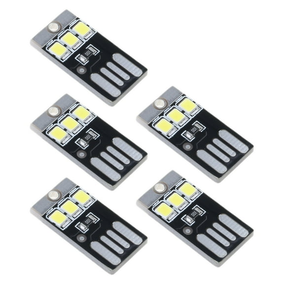 COOLHOOD 5Pcs Pocket Card USB Power LED Keychains Night Light 0.2W USB LED Bulb Book Light for Laptop PC Powerbank