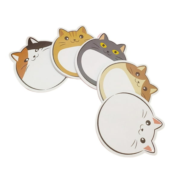 COOLHOOD 5Pcs Selves-Adhesive Stick Notes Pad Cats Shape Stick Notes Stick Pad Removable Stick Notes Notepads Stick Note Pad Set