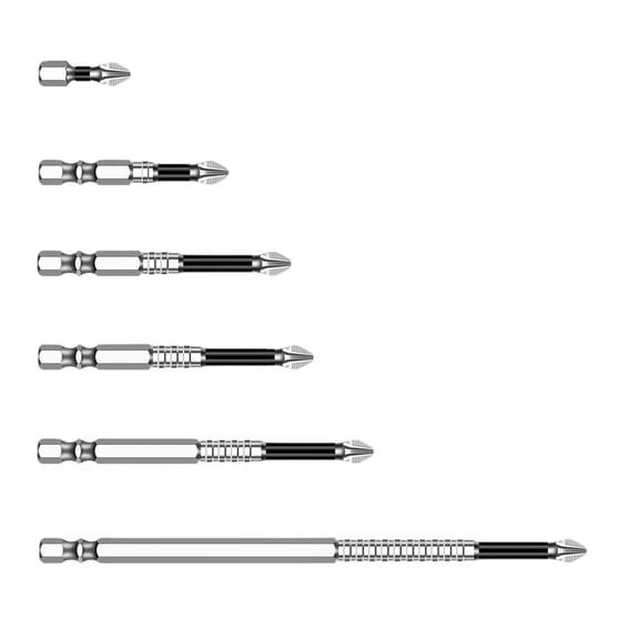 COOLHOOD 6Pcs Antislip Screwdriver Bits Set High Strength Alloy Steel for Multiple Screw Specifications and Hand Repair Projects