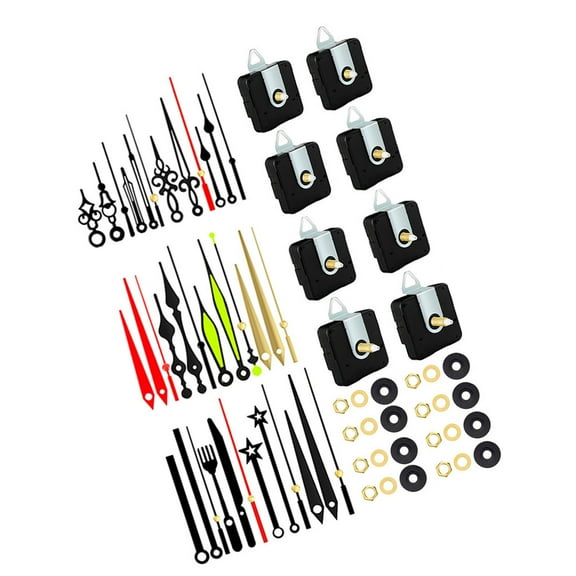 COOLHOOD 8Pcs Quiet Quartzs Clock Movement Mechanism with 12 Different Hands Set for Crafting Wall Clock Shaft Length 13/18/24mm