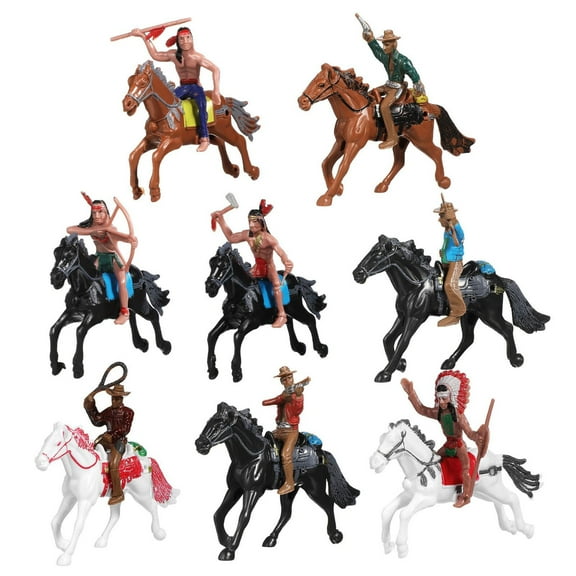 COOLHOOD 8Pcs Western Cow Boy and Horse Figurines for and Toddler for Farm Or Home Decoration