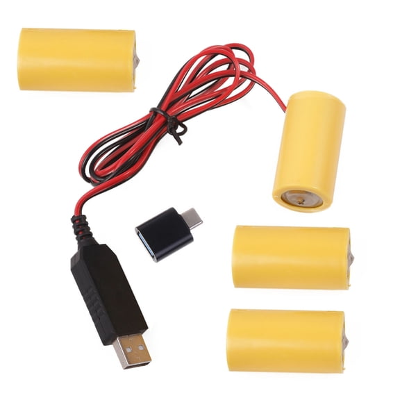 COOLHOOD 97cm USB to 6V LR14 C Battery Cable for 4 LR14 C Battery for Toy, Controllers Water Heater, Torches