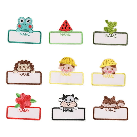 COOLHOOD 9pcs SelfAdhesive Name Patches Embroidery Cartoon Fabric Stickers for School Kids Garment Decors on Backpacks Clothing