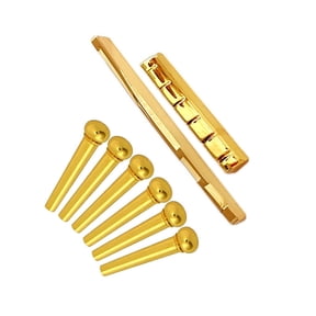 COOLHOOD Acoustic Guitar Bridge Set Including 6 Pegs Brass Texture Suitable for Improved Tone Claritys and Instrument Longevity