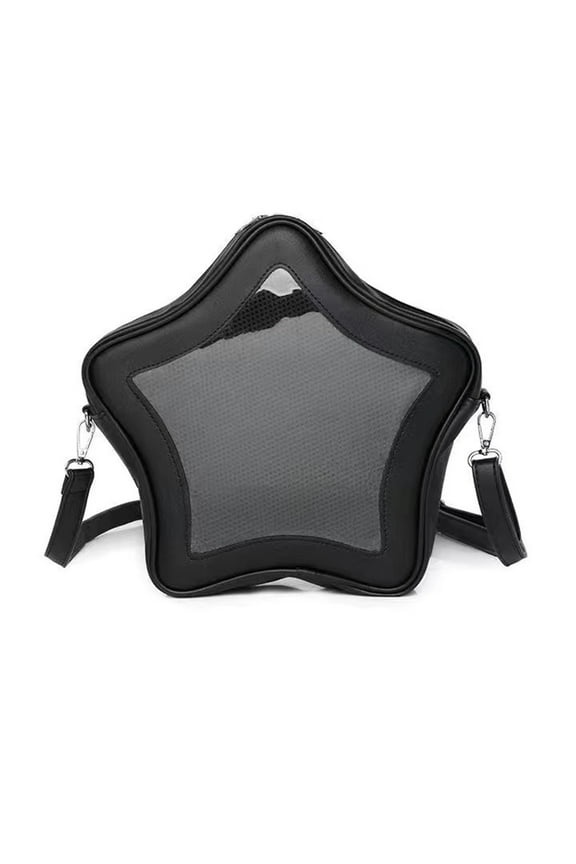 Aesthetic Star Shape Crossbody Bag Clear Pocket Anime Pin Display Itabag PU Leather Casual Shoulder Handbag for Women
