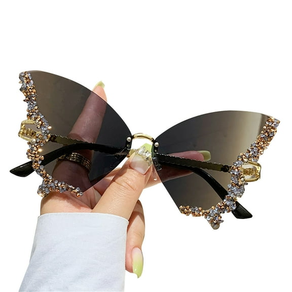 COOLHOOD Butterfly Sunglasses Women Rimless Sunglasses Small Face Sunglasses Cat-Eye Butterfly Glasses