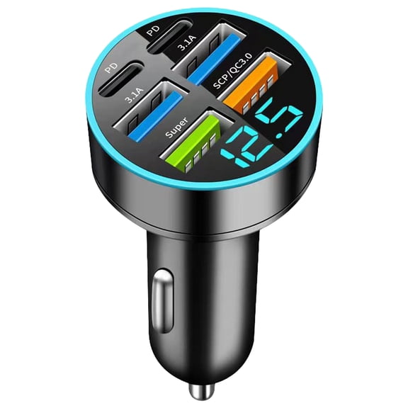 COOLHOOD Car Charging Head USB C and USB A & Super Multiple Port Quick Charging Adapter for Smartphones Tablets Laptops