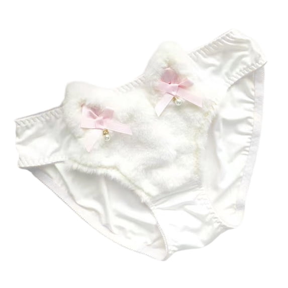 COOLHOOD Cats Ear Bowknot Accent Women's Furry Panties Cartoon Anime Briefs Japanese Kitten Cosplay Lingerie Underwear Hipsters
