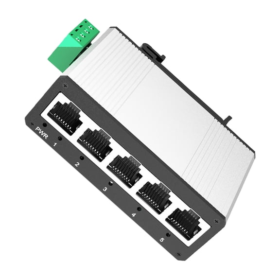 COOLHOOD Compact 5 Port Unmanaged Industrial Switcher Aluminum Housing Supports Extreme Temperatures DIN Rails Installation