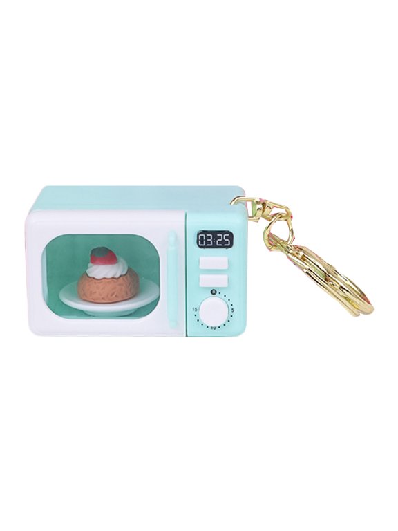 Creative Microwave Keychain Interactive Children's Toy with LED Light Sound Effects Gold Lobster Clasp for Kids Adults