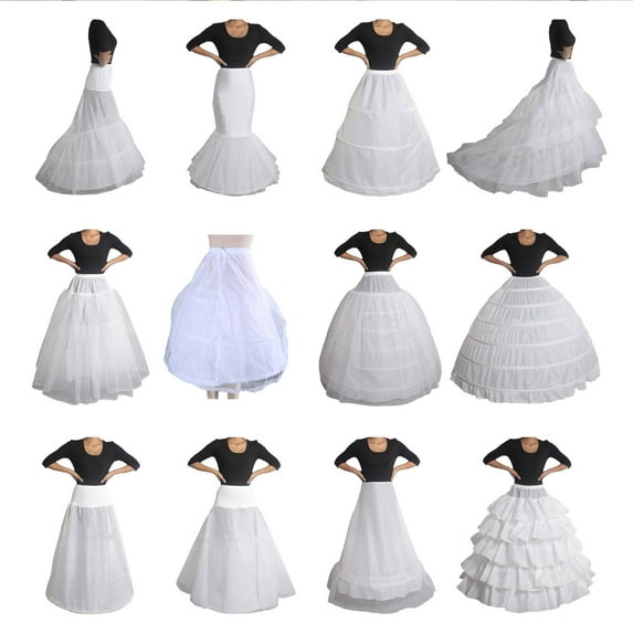 COOLHOOD Crinoline Underskirt Petticoat Floor Length for Women Bridal Dress Vintage Gown White Hoop Skirt Multiple Styles