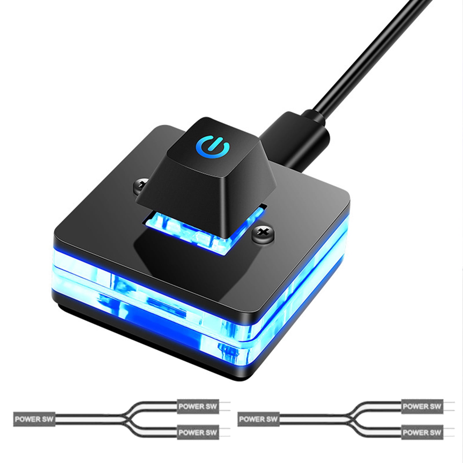 COOLHOOD Desktop Computer Power Button with Extension Cable and LED ...