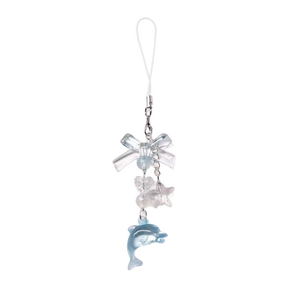 COOLHOOD Dolphin and Star Charm Phone Chain Accessory Keyring Keychain Acrylic Mobile Pendant for Bags and Keys
