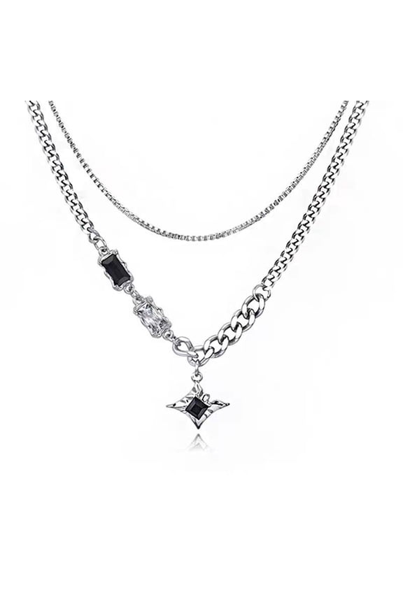Double Layer Necklace For Men Hip Hop Jewelry Streetwear Styles Unisex Couple Chain Alloy Designs