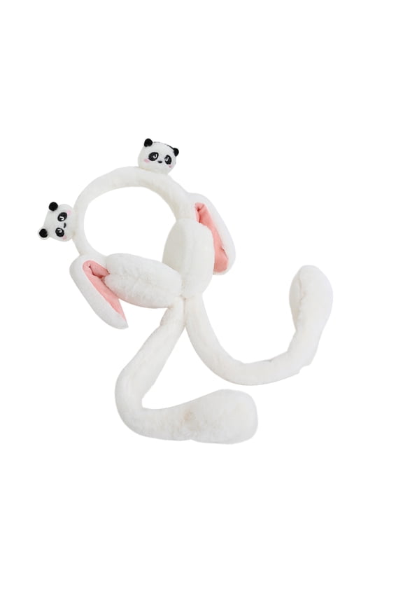 Ear Moving Panda Theme Plush EarMuffs for Women and Ear Warmer Headband for Winter Christmas New Year Gifts