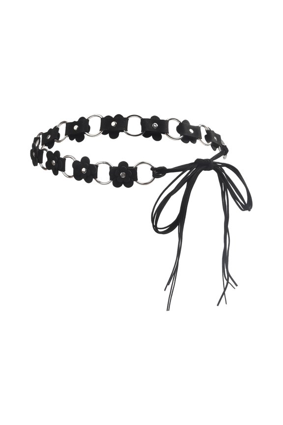 Elegant Flower Knot Buckles Belt for Women Teens Fashion Waist Belt Flexible Easy Adjustable Closure Hollowed Waiststrap