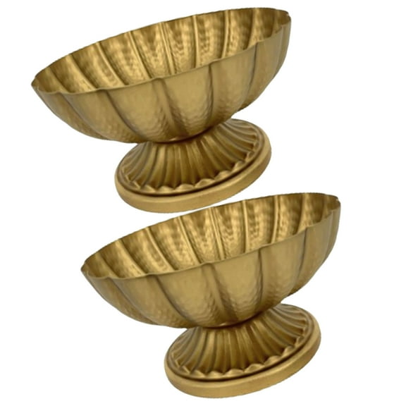 COOLHOOD Elegant Iron Compote Bowl Vases Set of 2 Vintage Designs Accessory for Wedding Centerpieces And Home Decoration