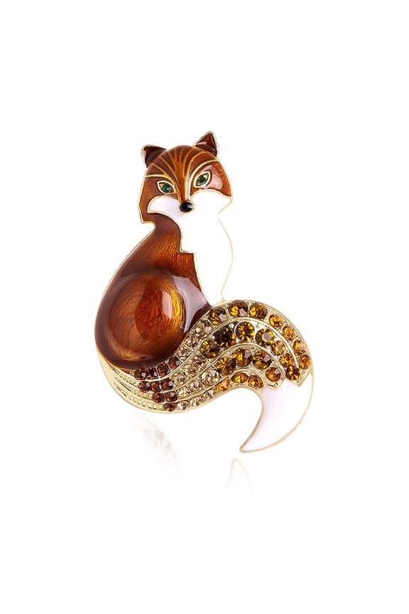 Foxes Brooch Rhinestones Charm Pin Animal Badge Jewelry Backpack Decoration Fashion Accessories for Jackets Clothing
