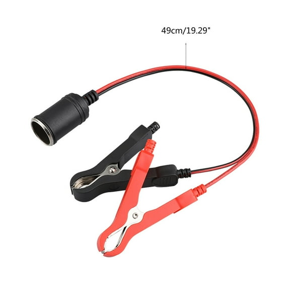 COOLHOOD Great Extension Cord Plug Socket 12V 24V with Battery Clamp,Battery Clip-On Car Adapter