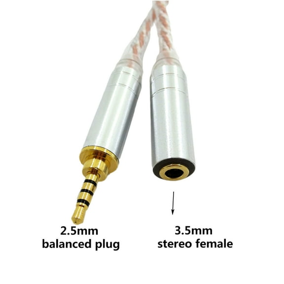 COOLHOOD HIFI Balance Cable Male 2.5mm to 3.5mm 4.4mm Female Headphone Conversion Cable Line Metal Adapter Accessories
