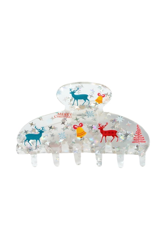 Hair Claw Clip Christmas Theme Hair Jaw Clamps Festive Reindeer Hair Catch Barrettes Strong Hold Hairpin for Girls
