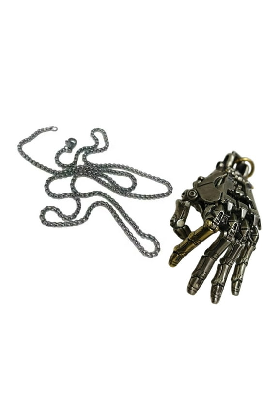 Handmade Mechanical Hand Necklace Copper Pendant Movable Finger Joints Robot Hand Charm Jewelry For Men And Women