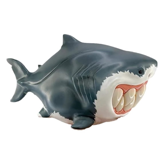 COOLHOOD Humorous Fish with Smiling Teeth Resins Figurine Creative Animal Statue For Home Office Desktop Shelf Decoration