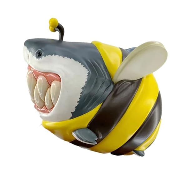 COOLHOOD Humorous Fish with Smiling Teeth Resins Figurine Creative Animal Statue For Home Office Desktop Shelf Decoration