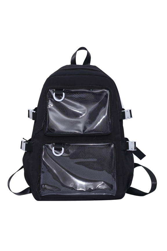 Japanese College Student Large Capacity Nylon Backpack Anime Pin Display Itabag School Bag with Clear Pocket for Unisex