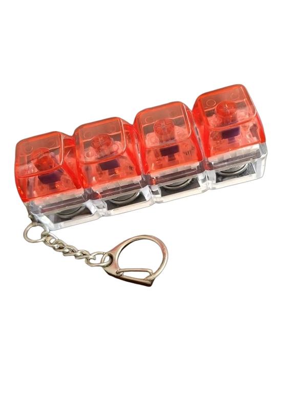 LED Light Up 4 Mechanical Keycap Clickers Toy Portable Stress Relief Keychain For Office Desk Stress Relief