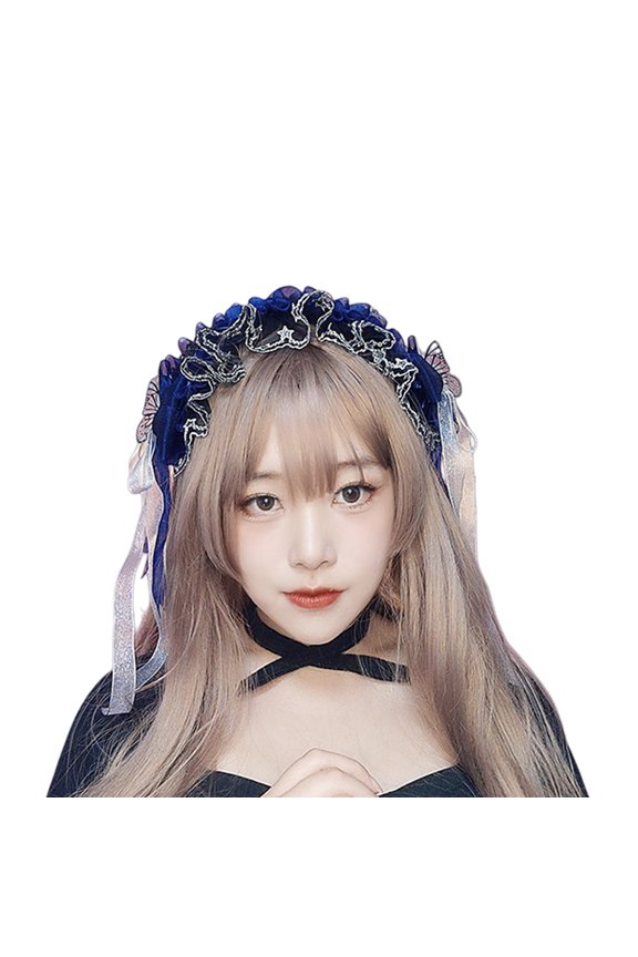 Lace Headbands Cosplay Bow Hairbands Dark Ribbon Headwear Makeup Washing Face Hairbands Birthday Party