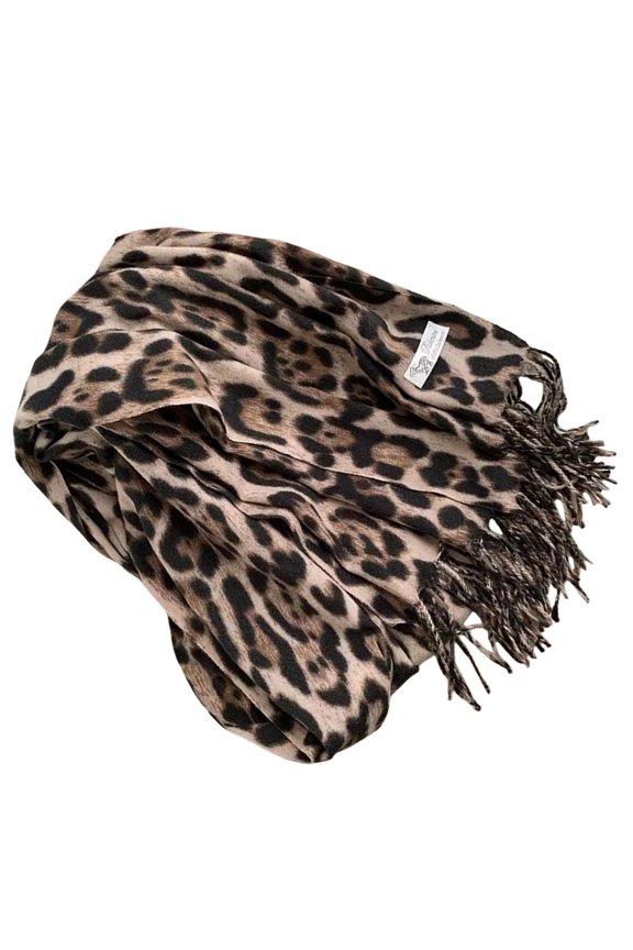 Leopards Print Fringe Scarf Shawl For Women Soft Warm Winter Fashion Accessory Lightweight Versatile Wrap