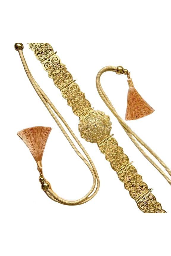 Luxurious Cutout Detailing Wedding Belt Sparkling Rhinestones Embellished Metal Waist Chain For Bride Occasion