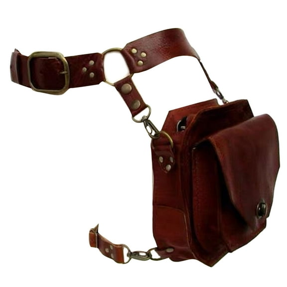 COOLHOOD Medieval Waist Belt Drop Leg Bag Steampunk Waist Pack Thigh Bag Leather Bag Motorcycle Waist Belt Drop Leg Bag