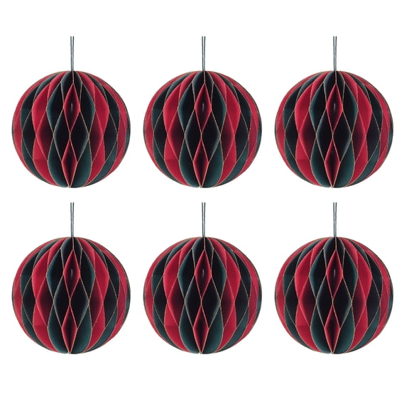COOLHOOD Pack Of 6 Colorful Round Handmade Paper Sphere Christmas Hanging Decorations for Home and Office Party Supplies