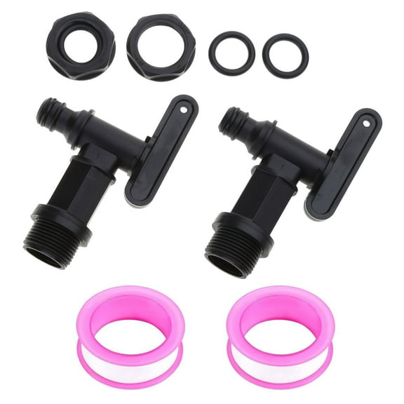 COOLHOOD Pack of 2 Outlet Taps for Rain Butt 3/4 Inch Replacement Tap with Seal Nut Sealing Tape for Rainwater Butt