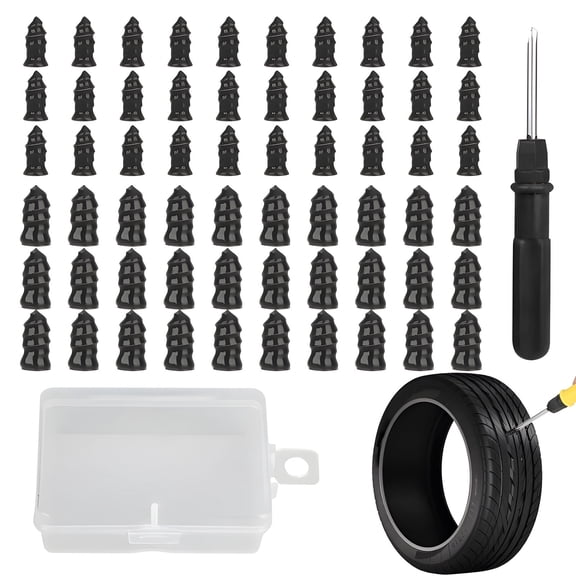 COOLHOOD Pack of 30+30 Tire Repair Outlets with Driver for Car Motorbike Truck Crisis Puncture Fix