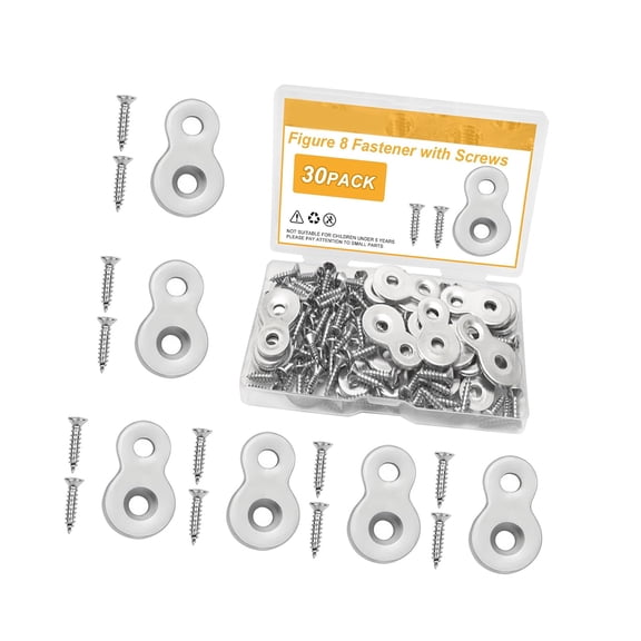 COOLHOOD Pack of 30 Steel Figure Eight Connector Plates with Screws Fastener Plate set for Furniture Assembly & Woodworking Proje