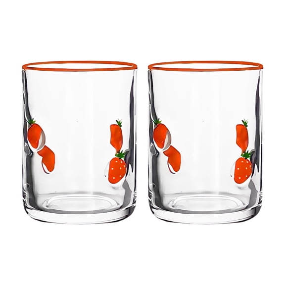 COOLHOOD Pair Of Lemon Print Vintage juices Glasses Sturdy Glasswares With 14oz Capacity Ideal For Cocktails Water Decors