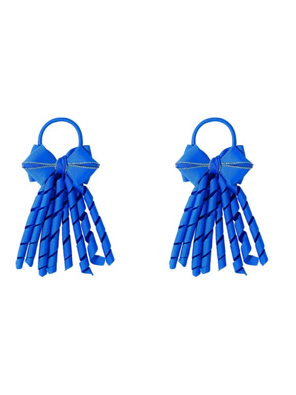 Pair of Ribbon Hair Ties for Cheerleading Flowing Tassels Elastic Band for Dance Shows
