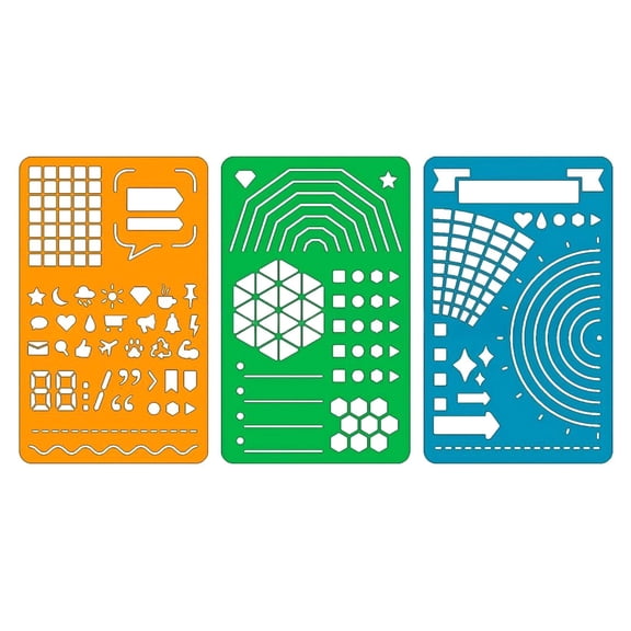 COOLHOOD Portable Field Note Size Ruler Templates 3 Pack Ideal For Students And Designers Crafting Tool