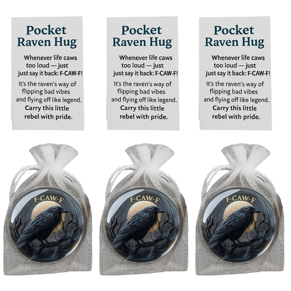 COOLHOOD Portable Pocket Crow Tokens For Positive Atmospheres Horror Party Supplies With Encouragement Cards And Organzas Bag
