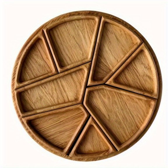 COOLHOOD Puzzle Serving Tray Biomass, Funny Puzzle Shaped Serving Tray with 8 Removable Compartments for Fruits, Almonds, Meats,